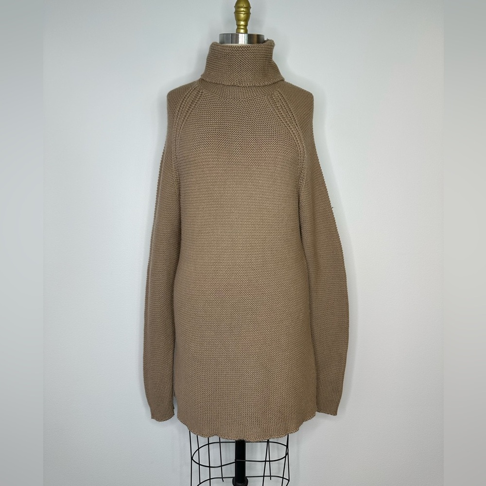 Helmut Lang Tan Merino Wool Turtleneck